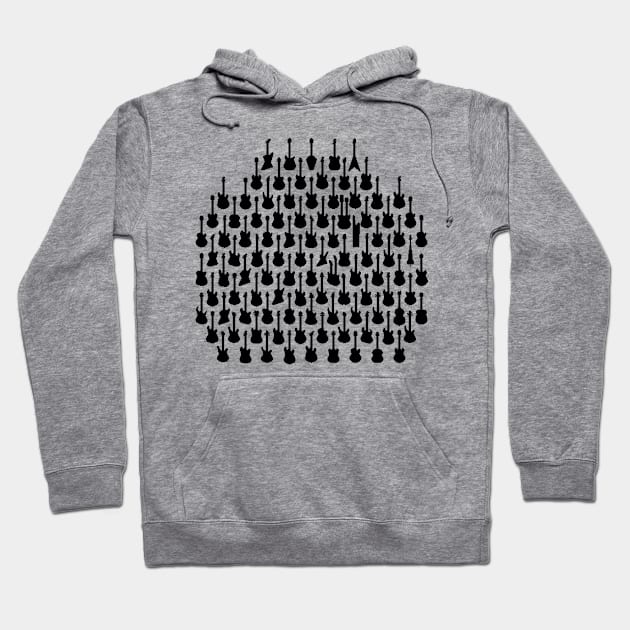 102 Guitars and Basses and a Keyboard Silhouette Hoodie by gkillerb